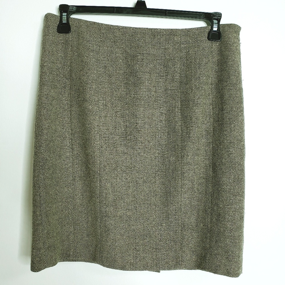 Ann Taylor Wool Blend Herringbone Pencil Skirt 10